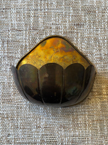 Vintage Brass Scalloped Hanging Wall Planter