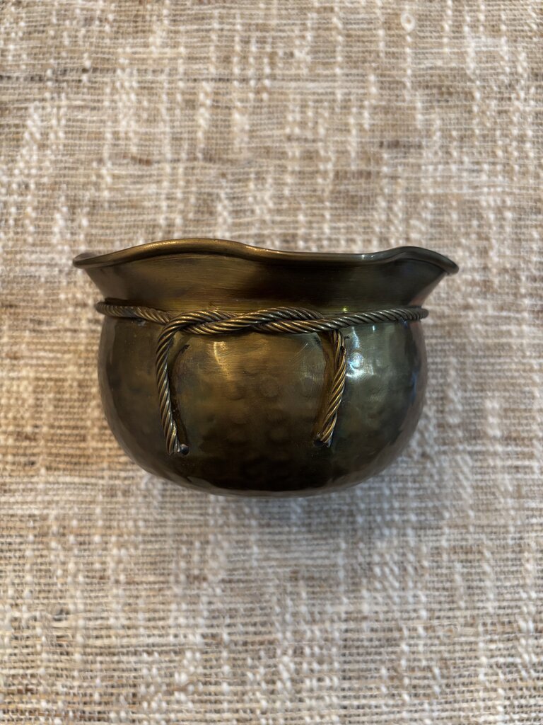 Vintage Brass Planter With Rope Tassel