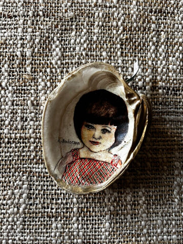 Vintage Hand-painted Portrait in Shell