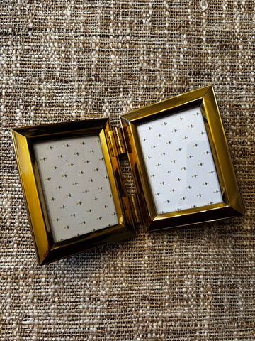 Vintage Small Bifold Brass Picture Frame