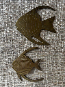 Vintage Brass Angel Fish Wall Hanging Set of 2
