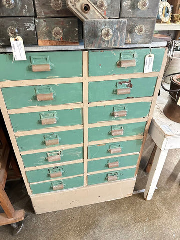 Vintage 14 drawer cabinet as found 14x26x37T pickup only