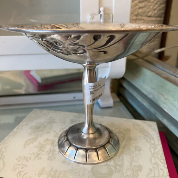 |B| Vintage Silver Plate Pedestal Dish