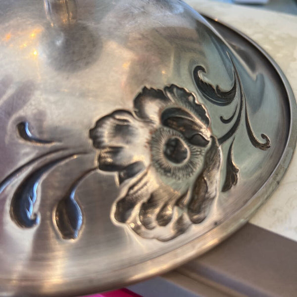 |B| Vintage Silver Plate Pedestal Dish
