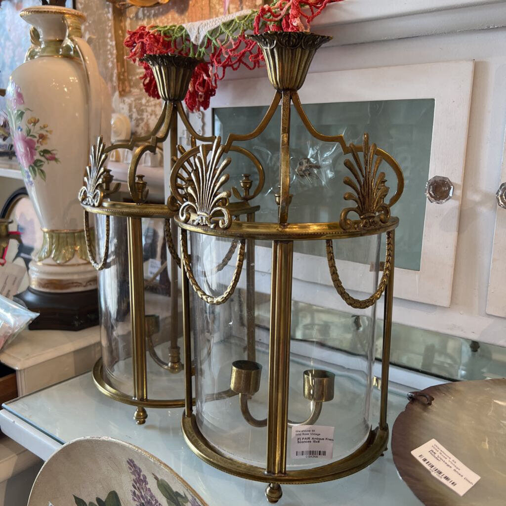 |F| PAIR Antique French Wall Sconces 15x8