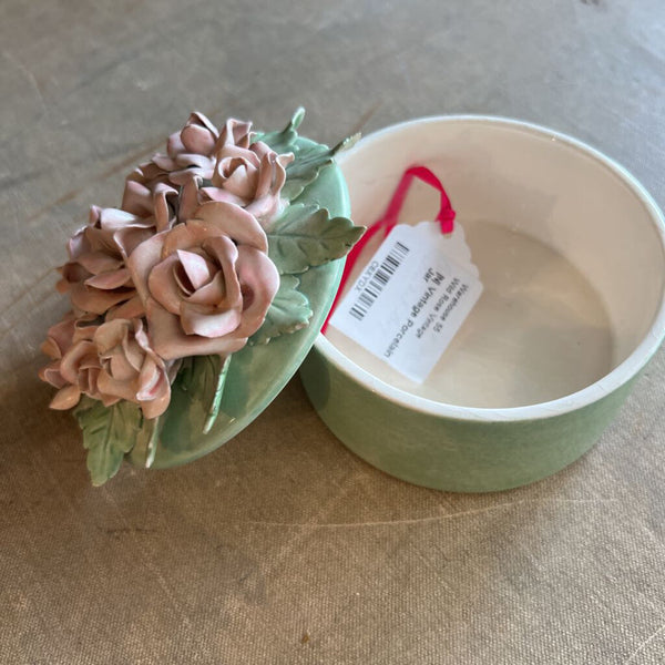 |N| Vintage Porcelain Rose Powder Jar