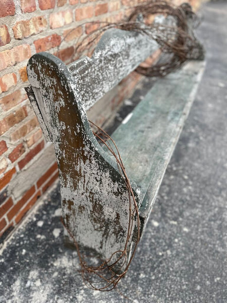 CHIPPY BENCH WITH GRAPEVINE. 73 1/2"W x 34" x 17"D IN STORE PICKUP