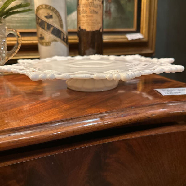 BEAUTIFUL MILKGLASS CAKE PLATE 12"W x 1 1/2"
