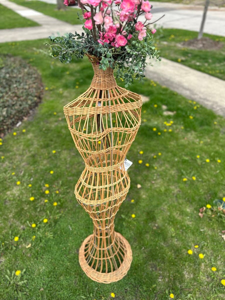 WOVEN DRESS FORM 60"H x 16" W x 16"D. GREENS & FLORALS NOT INCLUDED