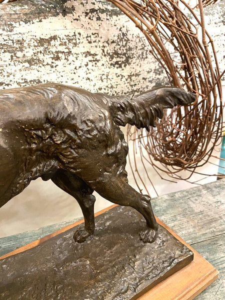 Large Vintage Irish Setter Sculture on Wood Base 20"w x 14"h