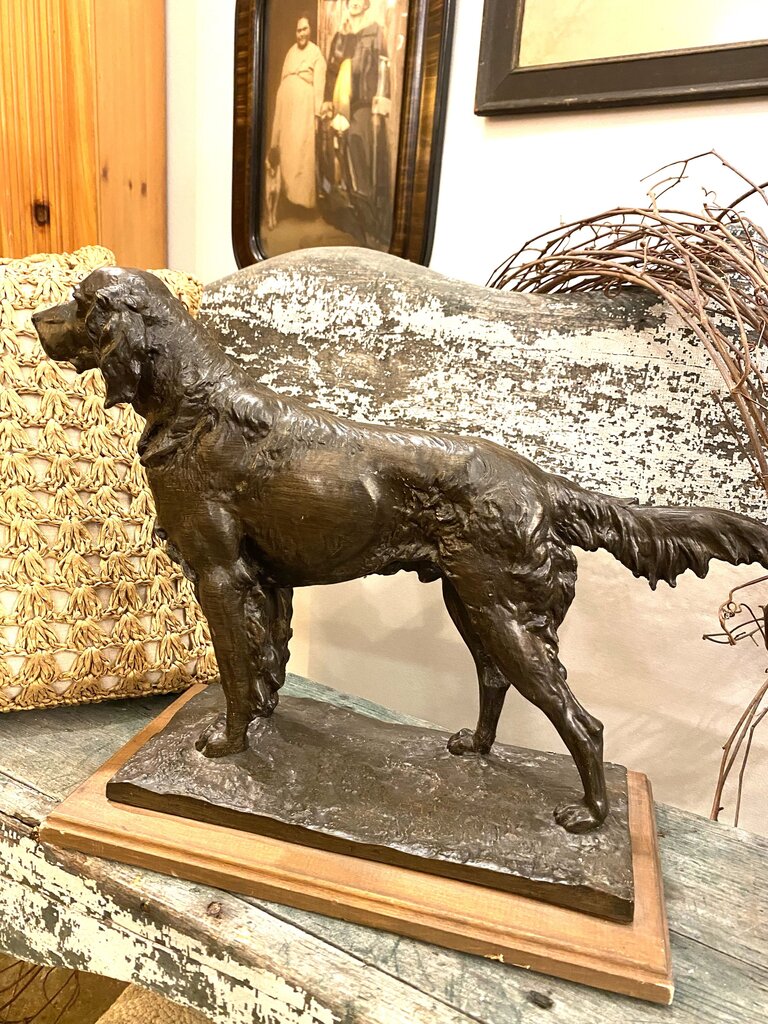 Large Vintage Irish Setter Sculture on Wood Base 20"w x 14"h