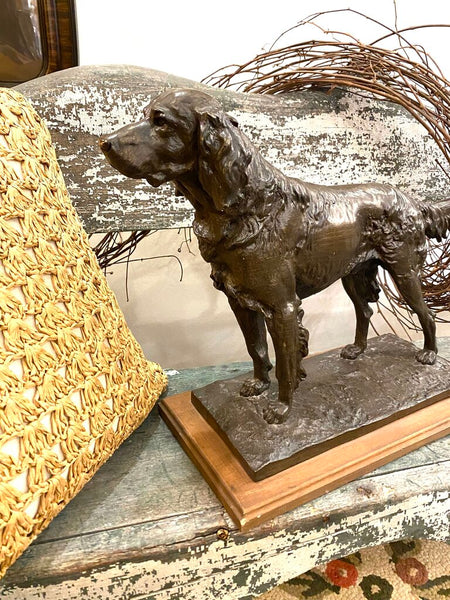 Large Vintage Irish Setter Sculture on Wood Base 20"w x 14"h