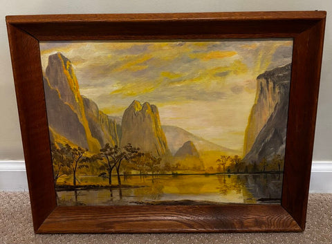 Antique Framed Canyon Painting by Ardith 18.5W x 14.5W