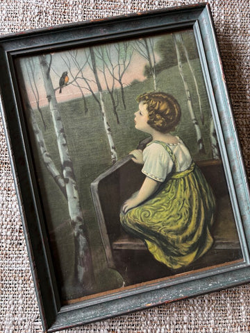 Antique Framed Print "Spring Song" by Simon Glucklich 10.5H x 8.25W