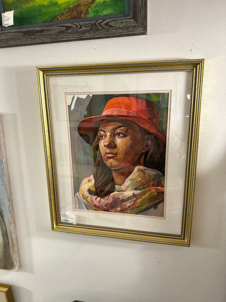 Large framed portrait painting