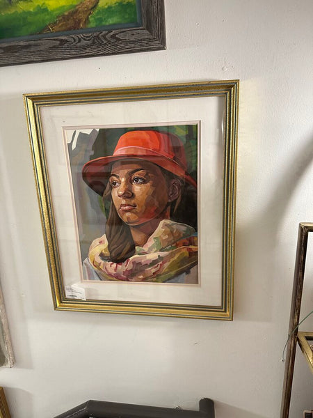 Large framed portrait painting