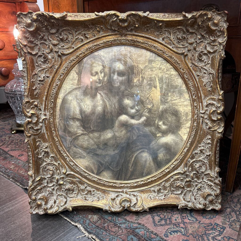 Gorgeous Gilded Frame w/Print of Da Vinci's The Virgin and Child w/St. Anne and John the Baptist ***IN STORE PICK UP ONLY