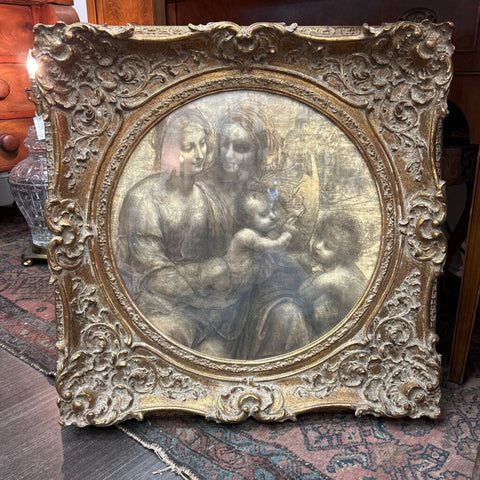Gorgeous Gilded Frame w/Print of Da Vinci's The Virgin and Child w/St. Anne and John the Baptist ***IN STORE PICK UP ONLY