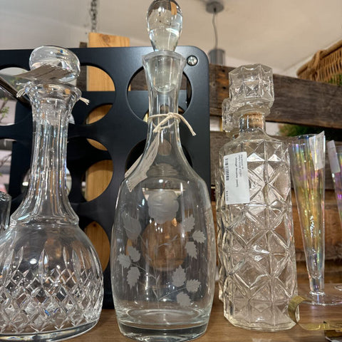 Vintage etched glass liquor decanter