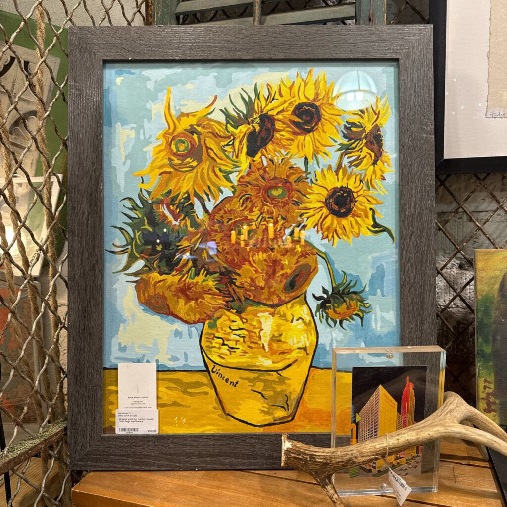 Original paint by number framed Van Gogh sunflowers