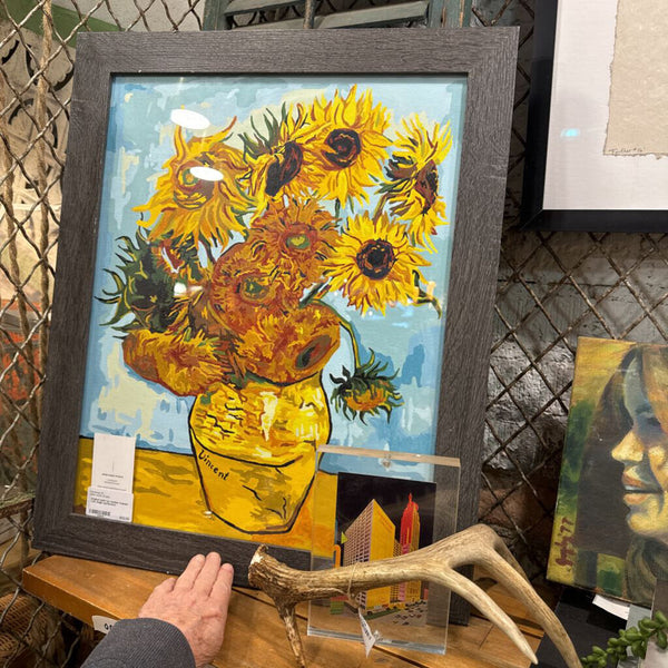 Original paint by number framed Van Gogh sunflowers