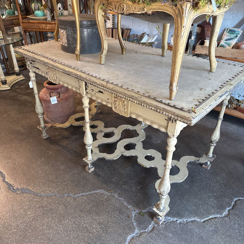 Antique Ornate Desk 2 Drawer w/nail heads~ Pick up in Store~