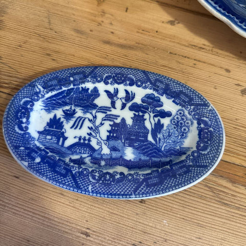 Blue and White Oval Plate