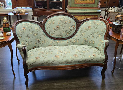 Suede with embroidery settee 59" wide
