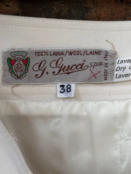 STUNNING Vintage Gucci 100% Ivory Wool Skirt Sz: 38