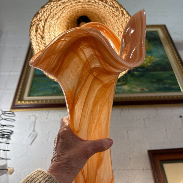 Eco glass orange large fan vase mcm