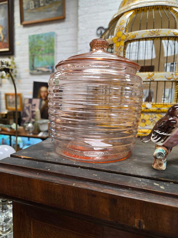 Pink biscuit jar 6" tall