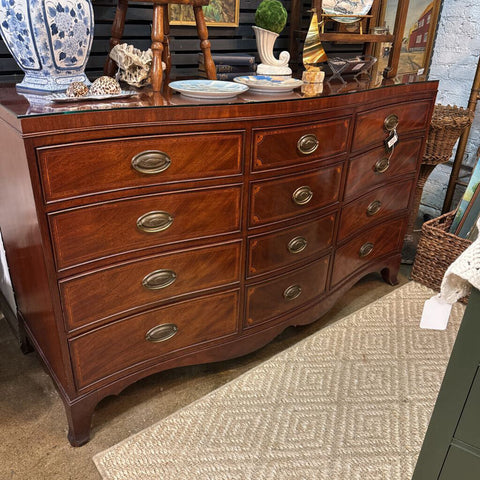 Vintage Mahogany Twelve Drawer Dresser w/ Glass Top 60" x 37"h x 23"d IN STORE PICKUP ONLY!