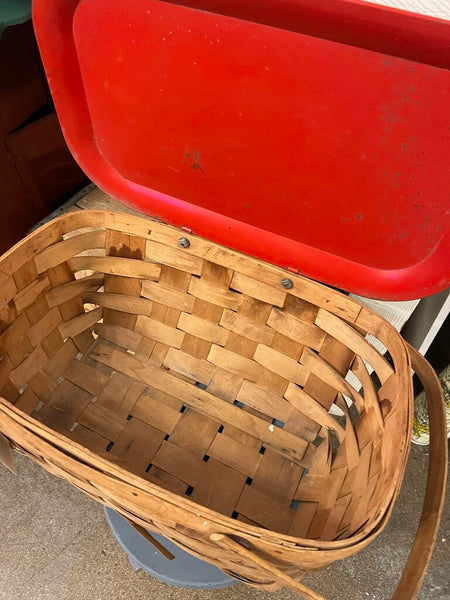 Jens Fresh Vintage ~ Vintage rare metal plaid lid picnic basket