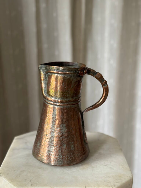 Antique Copper over silver metal heavy handmade jug/pitcher