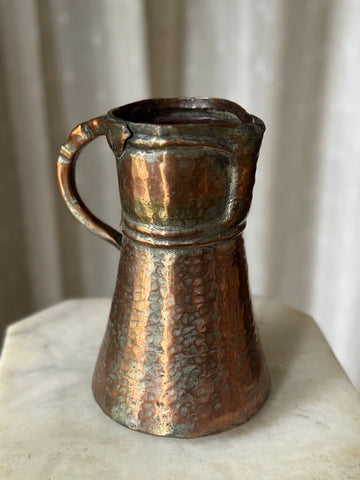 Antique Copper over silver metal heavy handmade jug/pitcher