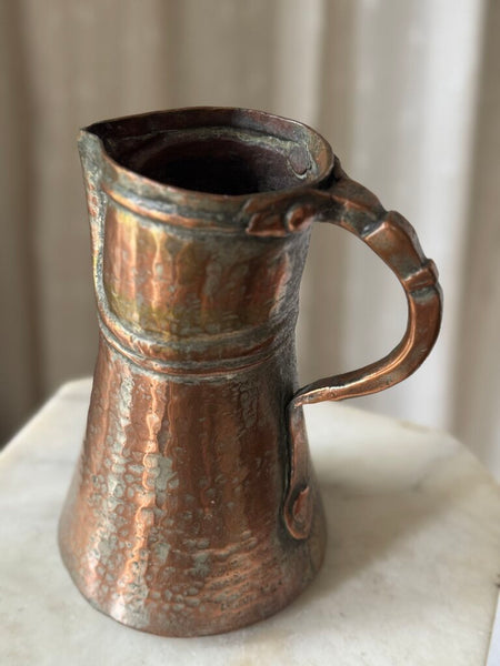 Antique Copper over silver metal heavy handmade jug/pitcher