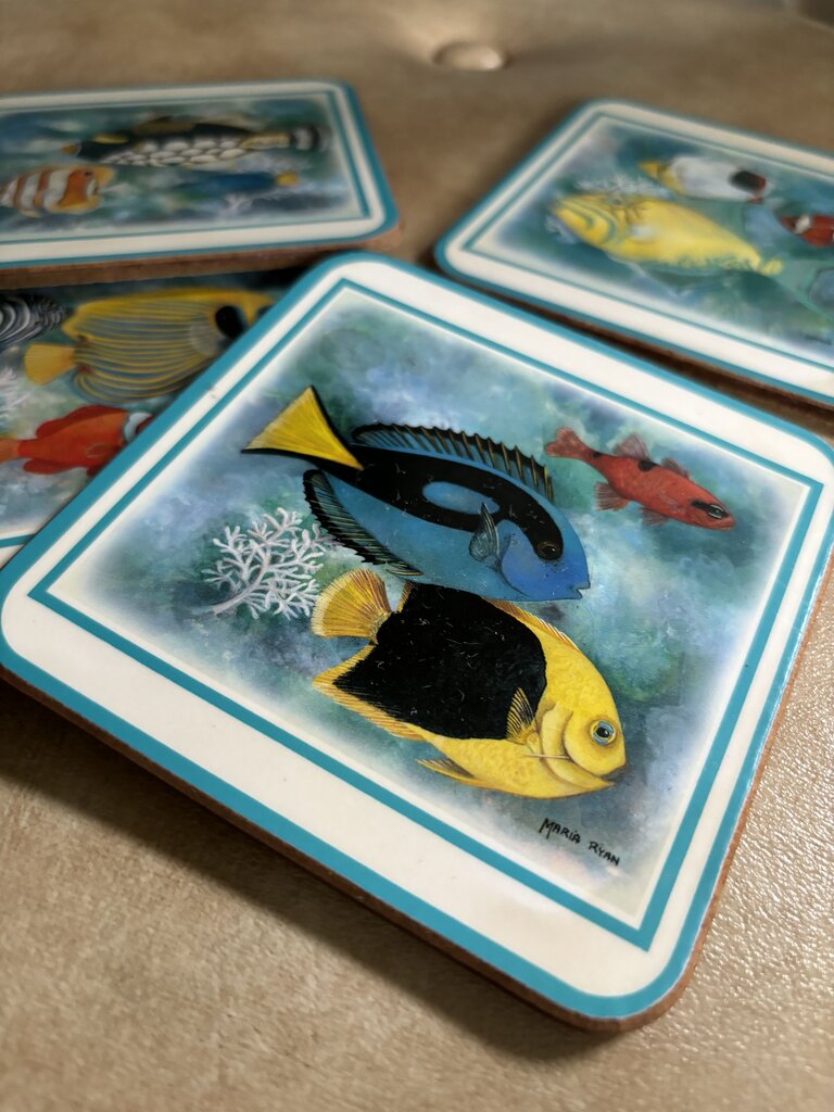 Vintage Fish Coasters Set of 4