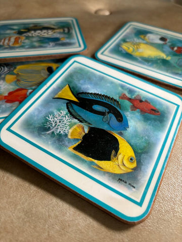 Vintage Fish Coasters Set of 4