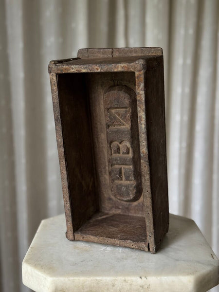 Antique wood brick mold wall cubby shelf