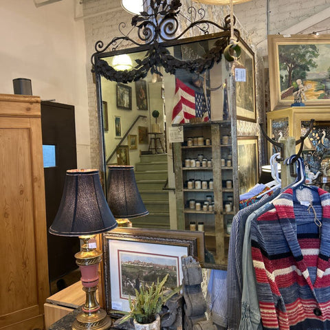 Two Piece Mirror w Table - Antique French 36w x 31tall