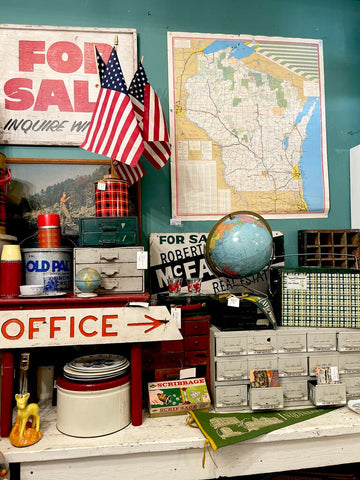Jens Fresh Vintage ~ Vintage Wisconsin large wall map .