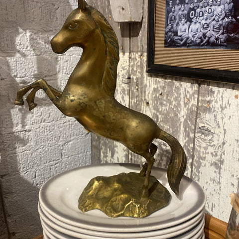 Vintage 10" Brass Horse w/ Great Patina