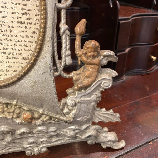 Antique Bronze/Brass Nautical Viking Ship w/ Cherub Frame 9" x 14"