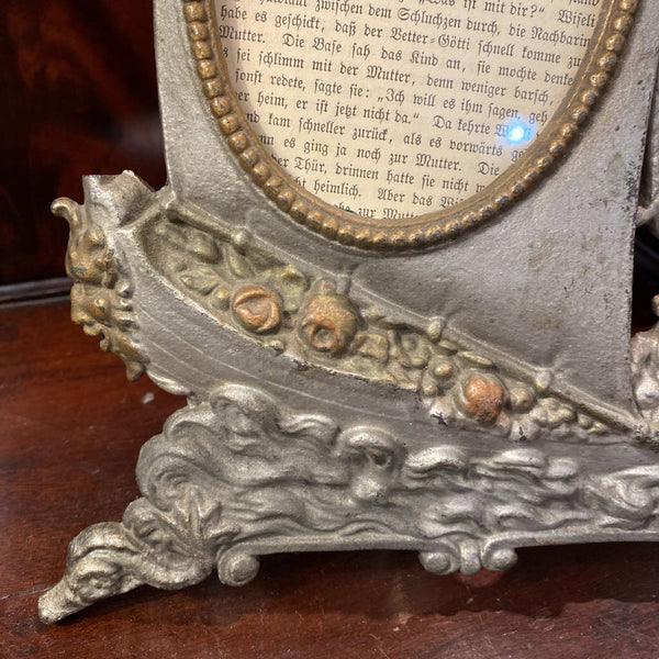 Antique Bronze/Brass Nautical Viking Ship w/ Cherub Frame 9" x 14"