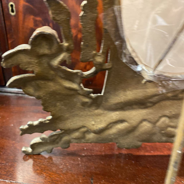 Antique Bronze/Brass Nautical Viking Ship w/ Cherub Frame 9" x 14"