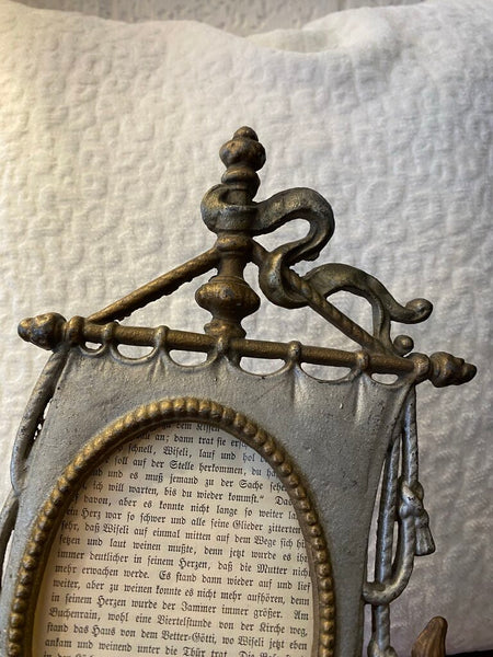 Antique Bronze/Brass Nautical Viking Ship w/ Cherub Frame 9" x 14"
