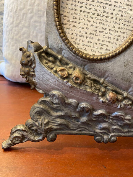 Antique Bronze/Brass Nautical Viking Ship w/ Cherub Frame 9" x 14"