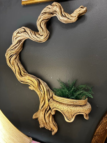 VINTAGE PLASTER ORGANIC WALL ART, AS FOUND (has been repaired) 21"H x 15"W - IN STORE PICKUP ONLY