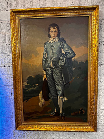Vintage Paint By Number Blue Boy Framed Art 32H x 22W
