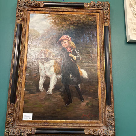 Framed Oil on Canvas " Off To School" signed John Pierson, 32x45" In Store Pick Up Only